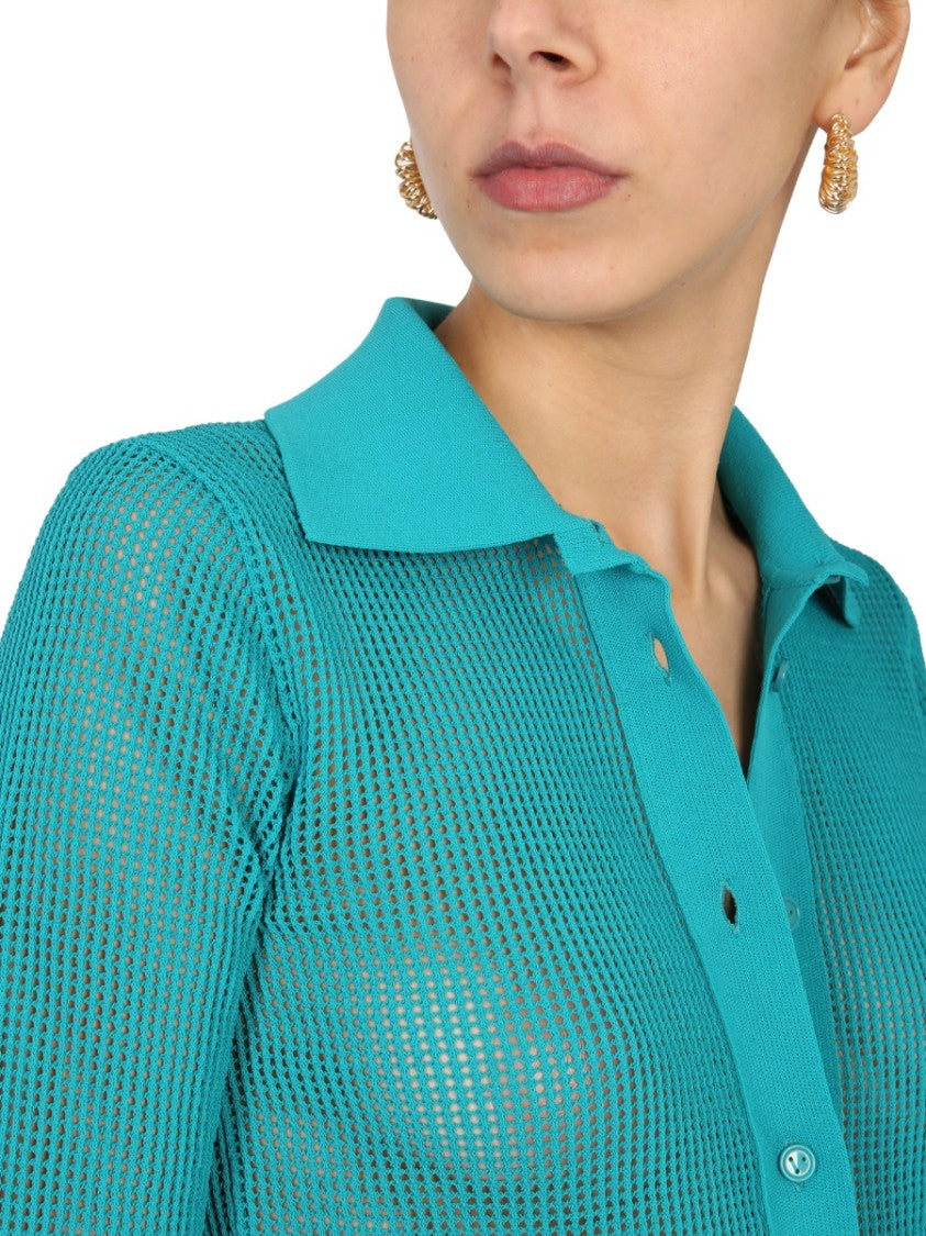 Bottega Veneta Mesh Knit Cardigan With Semi-Transparent Design