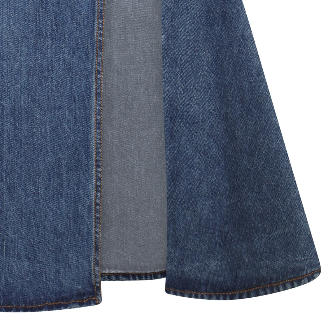 Alexander Mcqueen Blue Cotton Slashed Denim Skirt