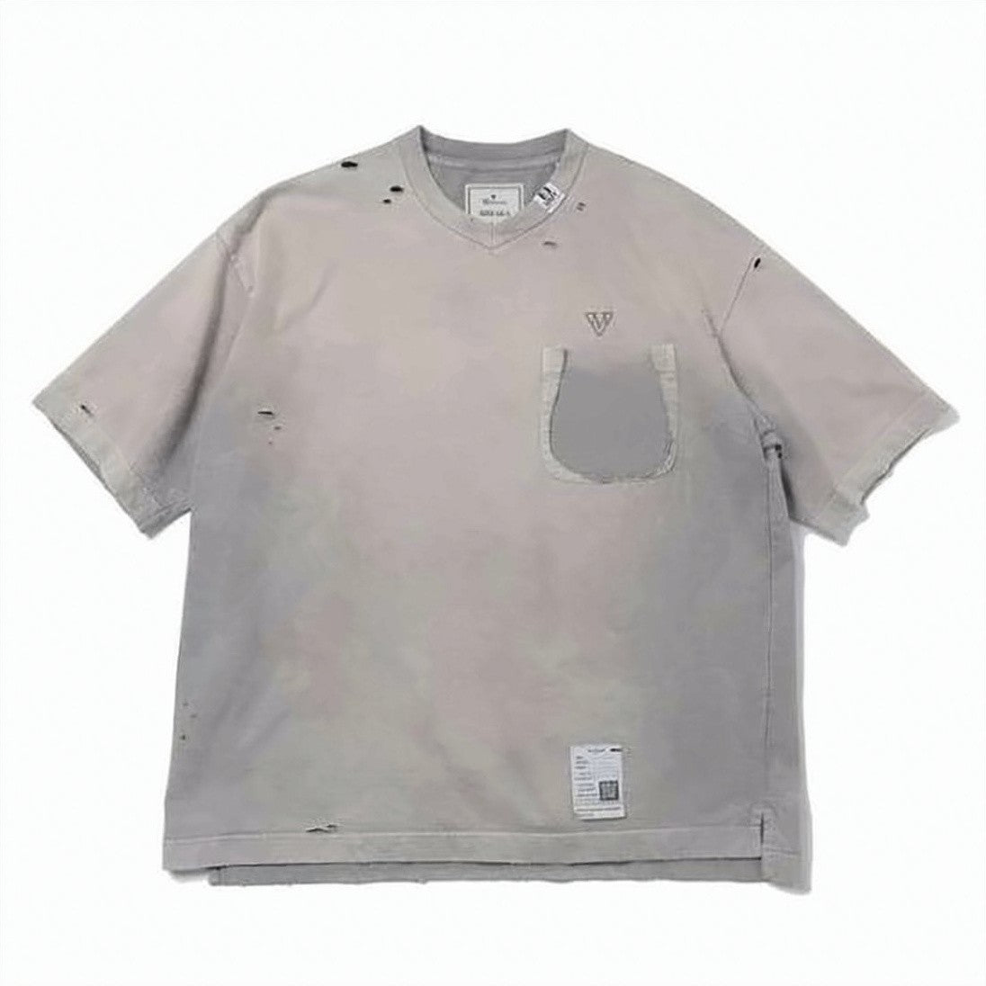 Maison Mihara Yasuhiro Distressed Black Short-Sleeved T-Shirt With Abstract Graphic