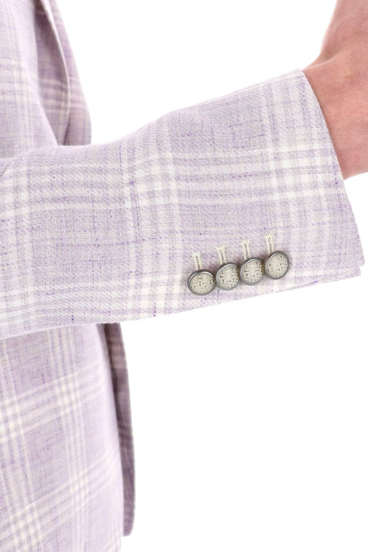 Tagliatore Montecarlo Line Linen-Wool Checked Jacket