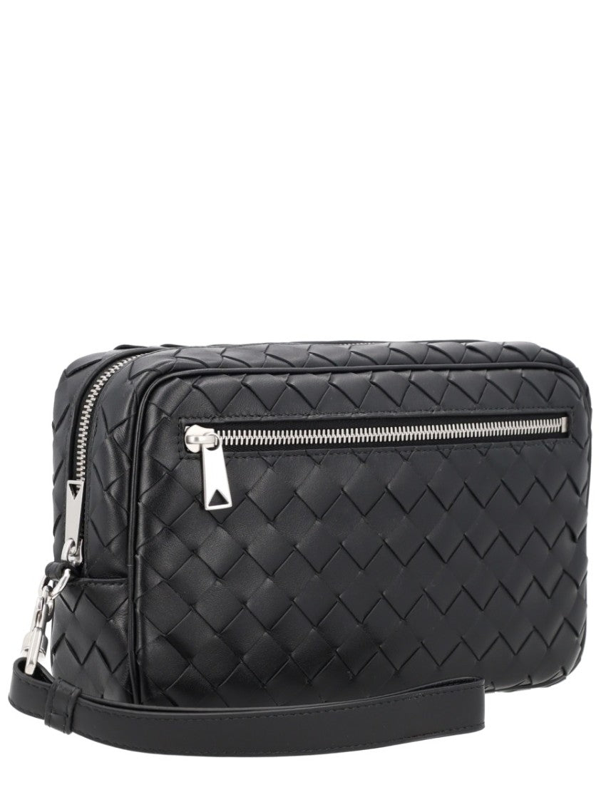Bottega Veneta Rectangular Woven Calf Leather Wristlet With Silver Accents