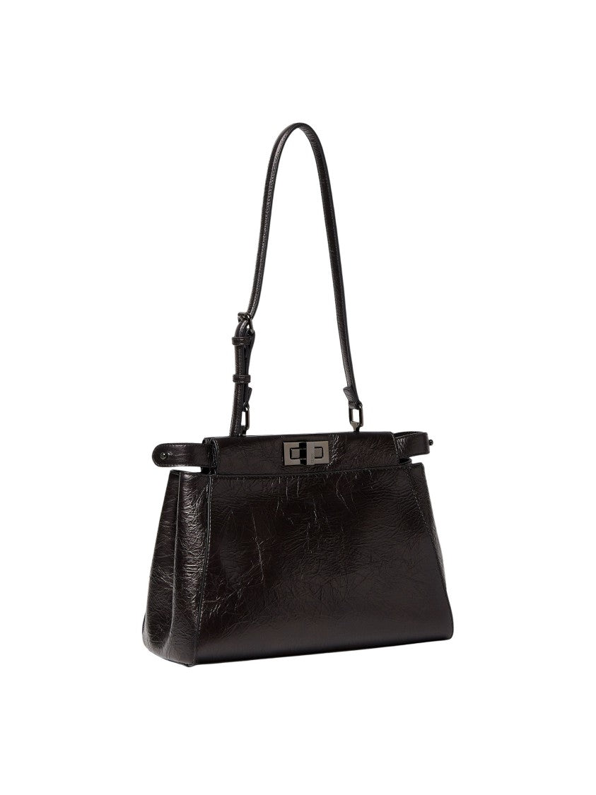 Fendi My Peekaboo S Small Textured Calf Leather Shoulder Bag