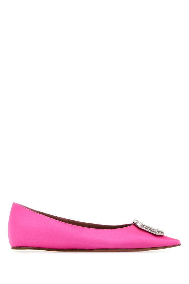 Amina Muaddi Fuchsia Satin Camelia Ballerinas