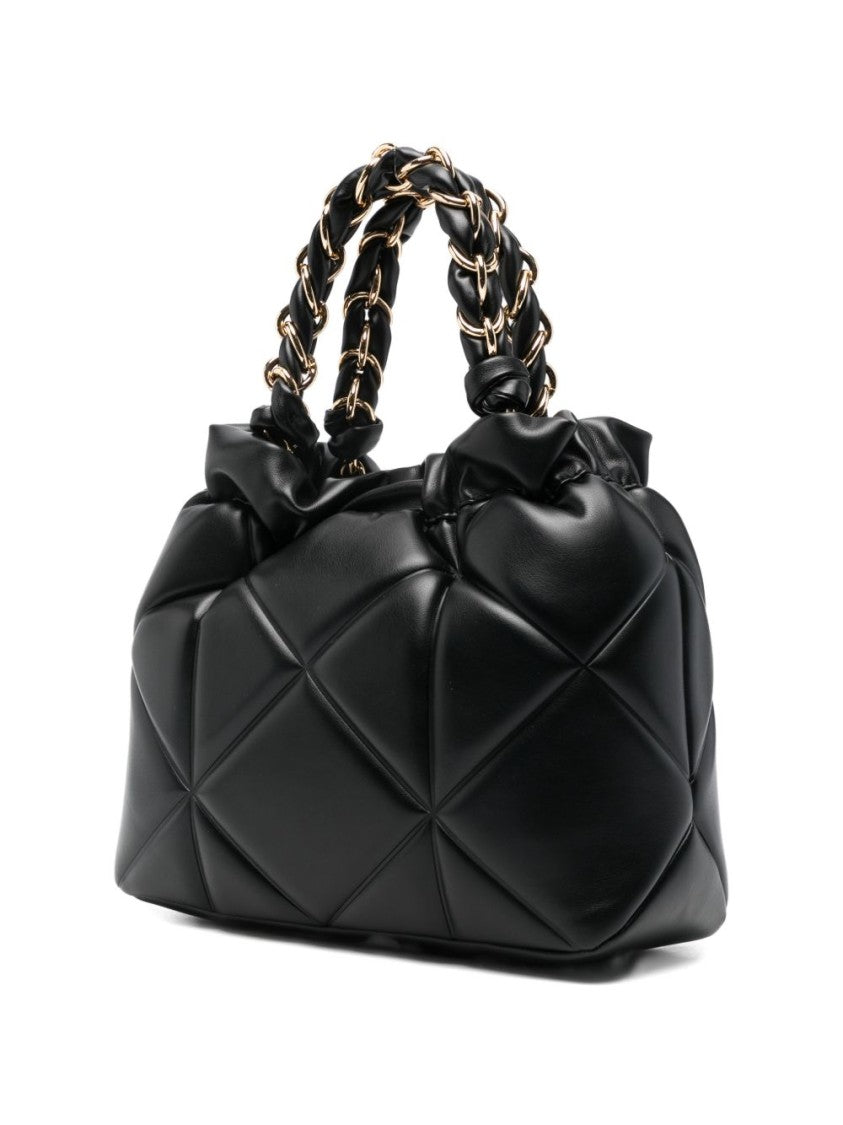 Love Moschino Quilted Black Handbag With Gold-Chain Accents