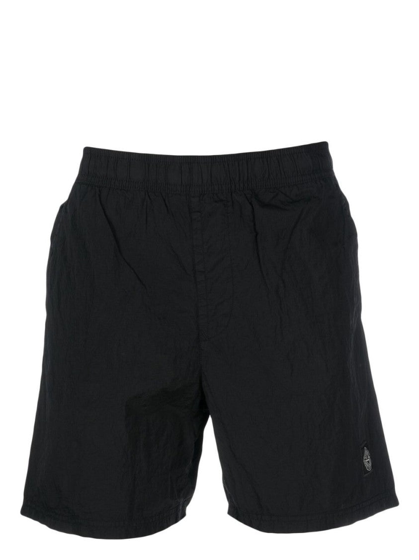 Stone Island Mare Nero Shorts With Textured Fabric