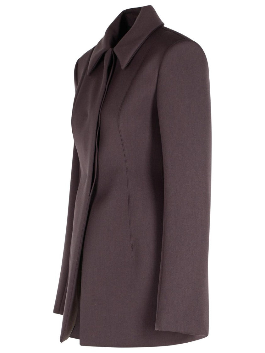 Sportmax 'Bacio' Tight Jacket In Coffee Virgin Wool Blend