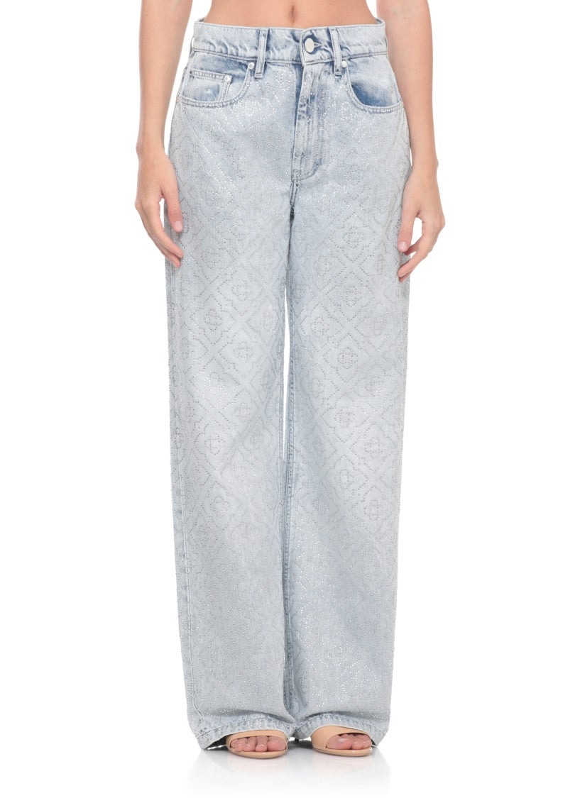 Casablanca Light Blue Hotfix Strass Jeans