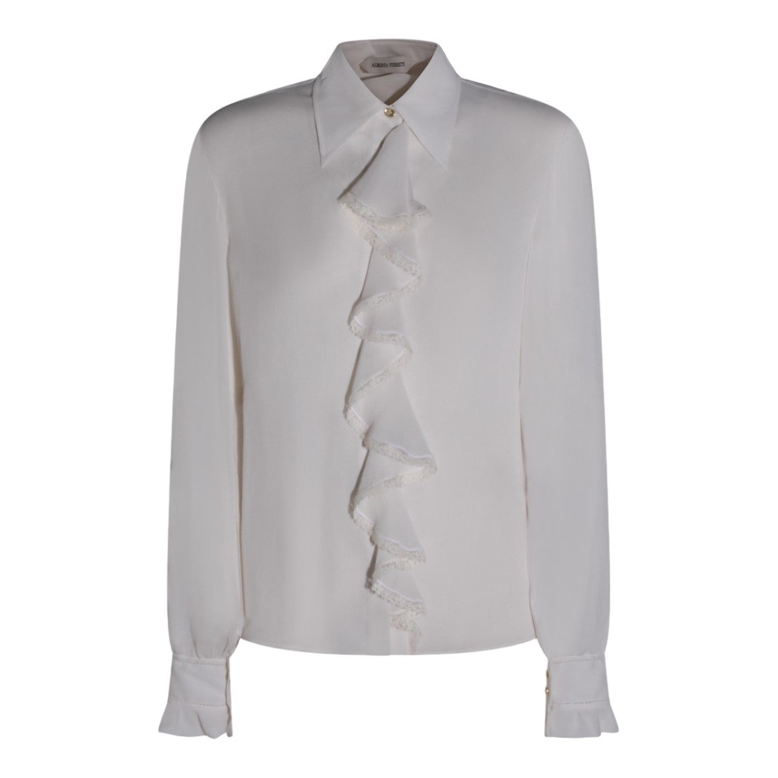 Alberta Ferretti Ivory Structured Collar Shirt