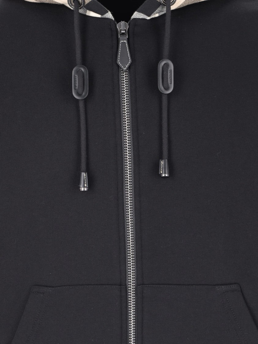 Burberry Check Hoodie Sweatshirt – Black