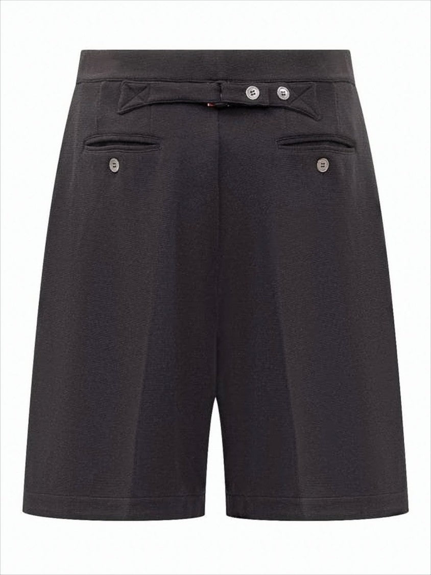 Thom Browne Tailored Wool Shorts With Button Closure And Logo Patch
