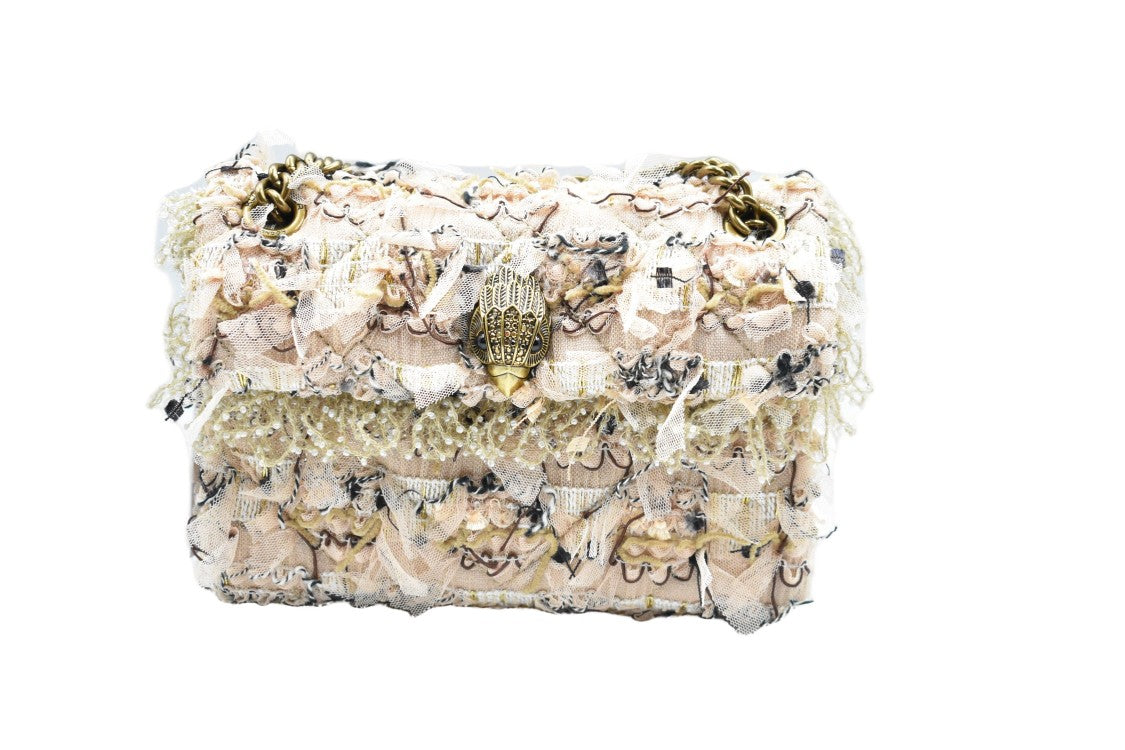 Kurt Geiger Structured Beige Handbag With Fringed Detailing