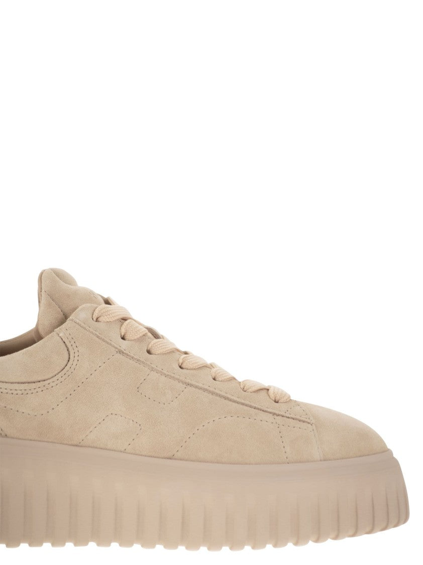 Hogan Suede H-Stripes Sneakers With Memory Foam Cushioning