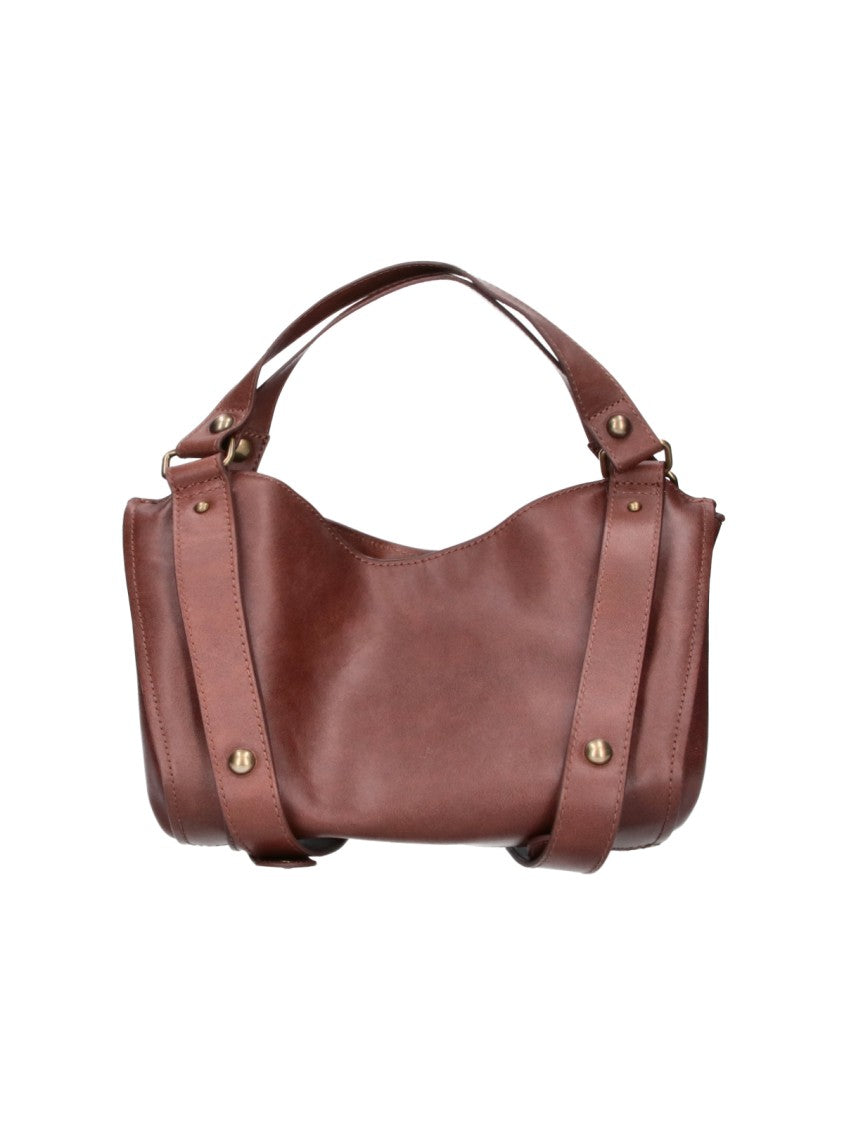 Diesel Small Brown Leather Handbag With Top Handle