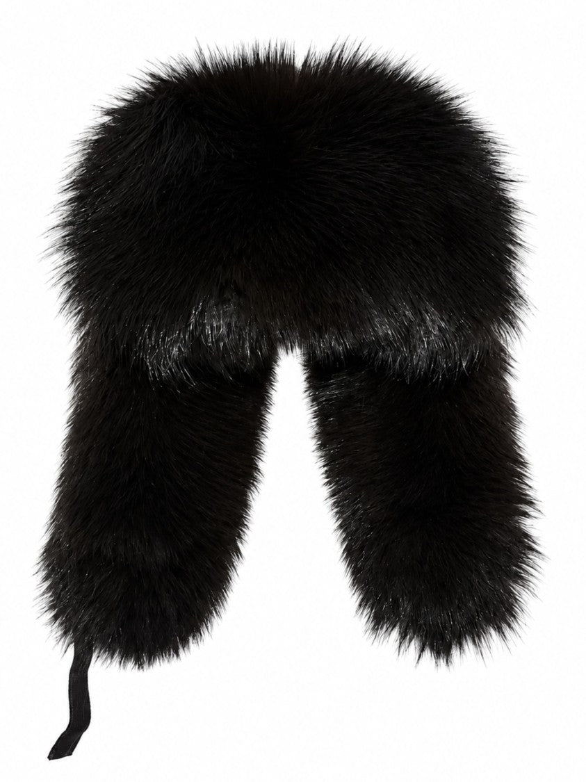 Yves Salomon Plush Brown Flannel Ushanka Hat With Fox Fur Trim