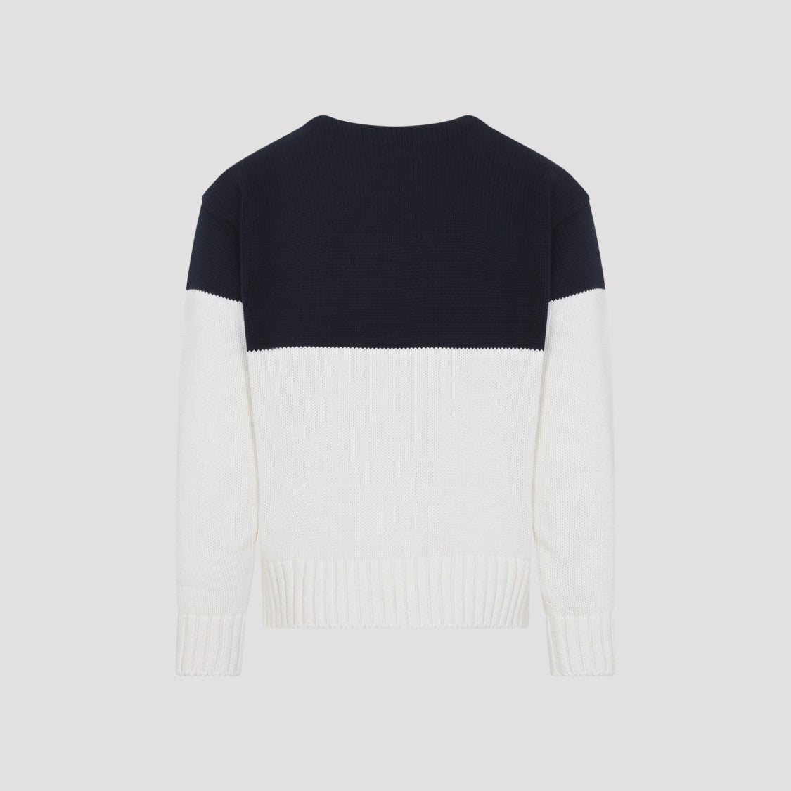 Ralph Lauren X Purple Label Color-Block Cotton Sweater With Crew Neckline