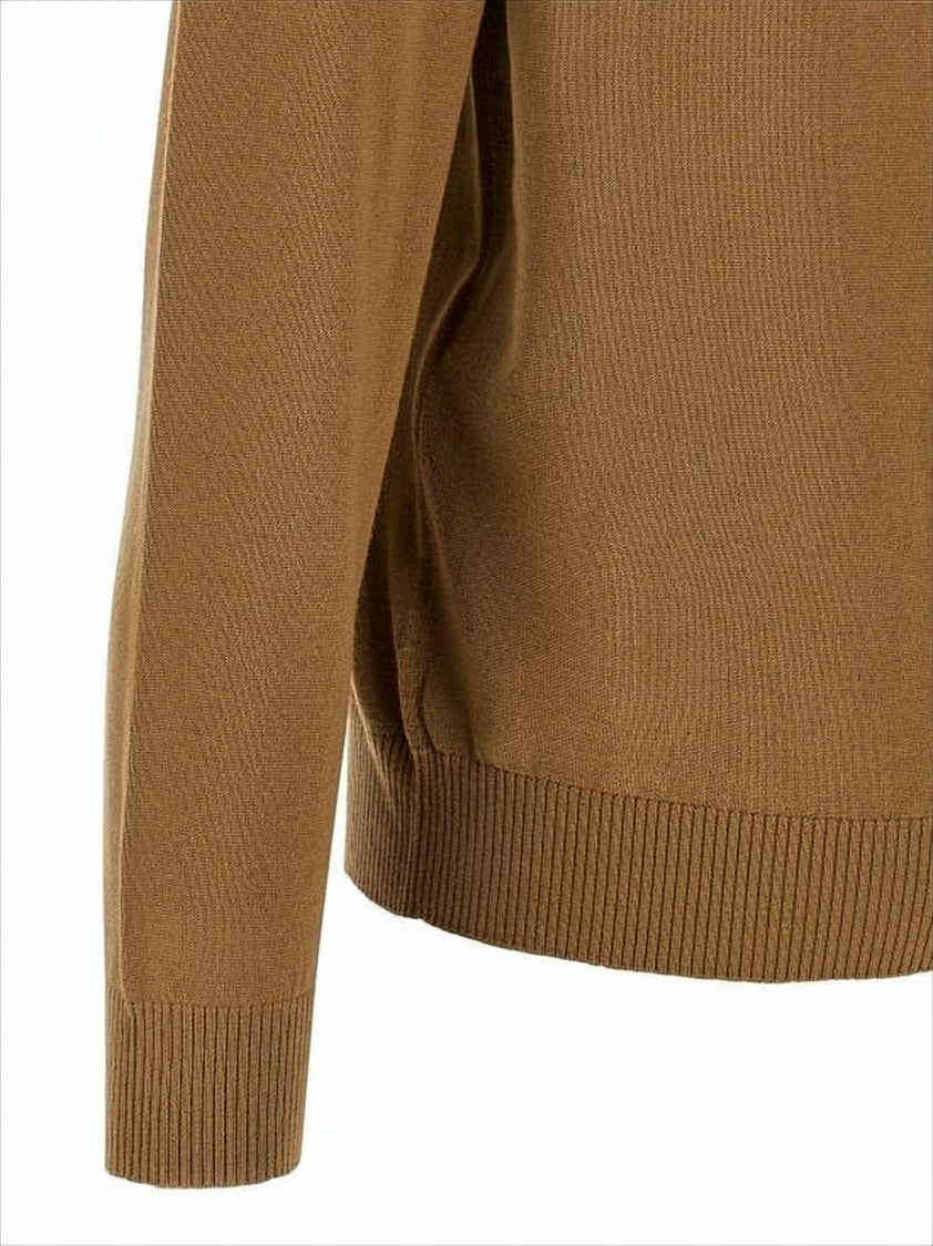 Fendi Brown Knit Sweater With Ribbed Cuffs