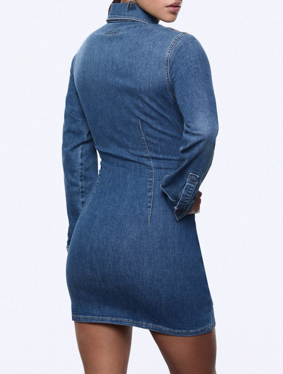 Liu Jo Fitted Short Denim Dress With Cut-Out And Lace-Up Detail