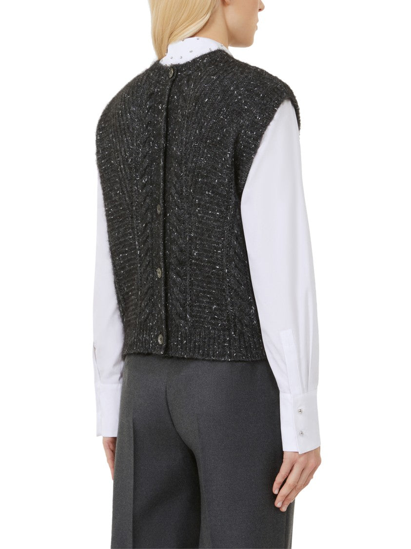 Max Mara Textured Cable Knit Sleeveless Sweater