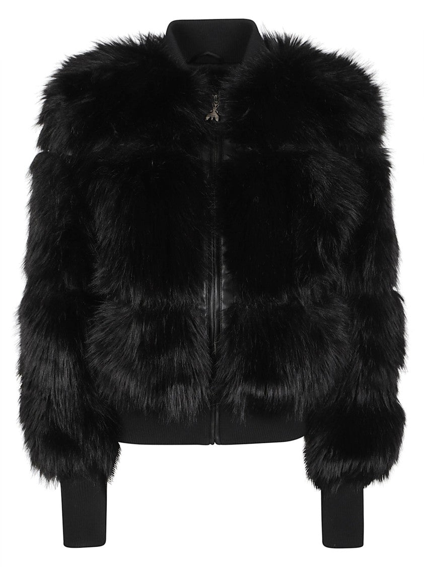 Patrizia Pepe Cropped Glossy Faux Fur Down Jacket