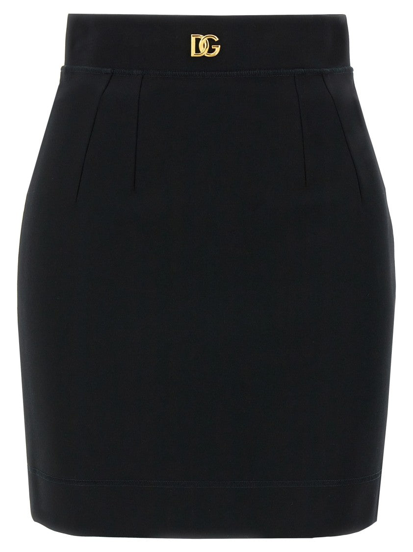 Dolce & Gabbana Mini Skirt With Front Metal Logo