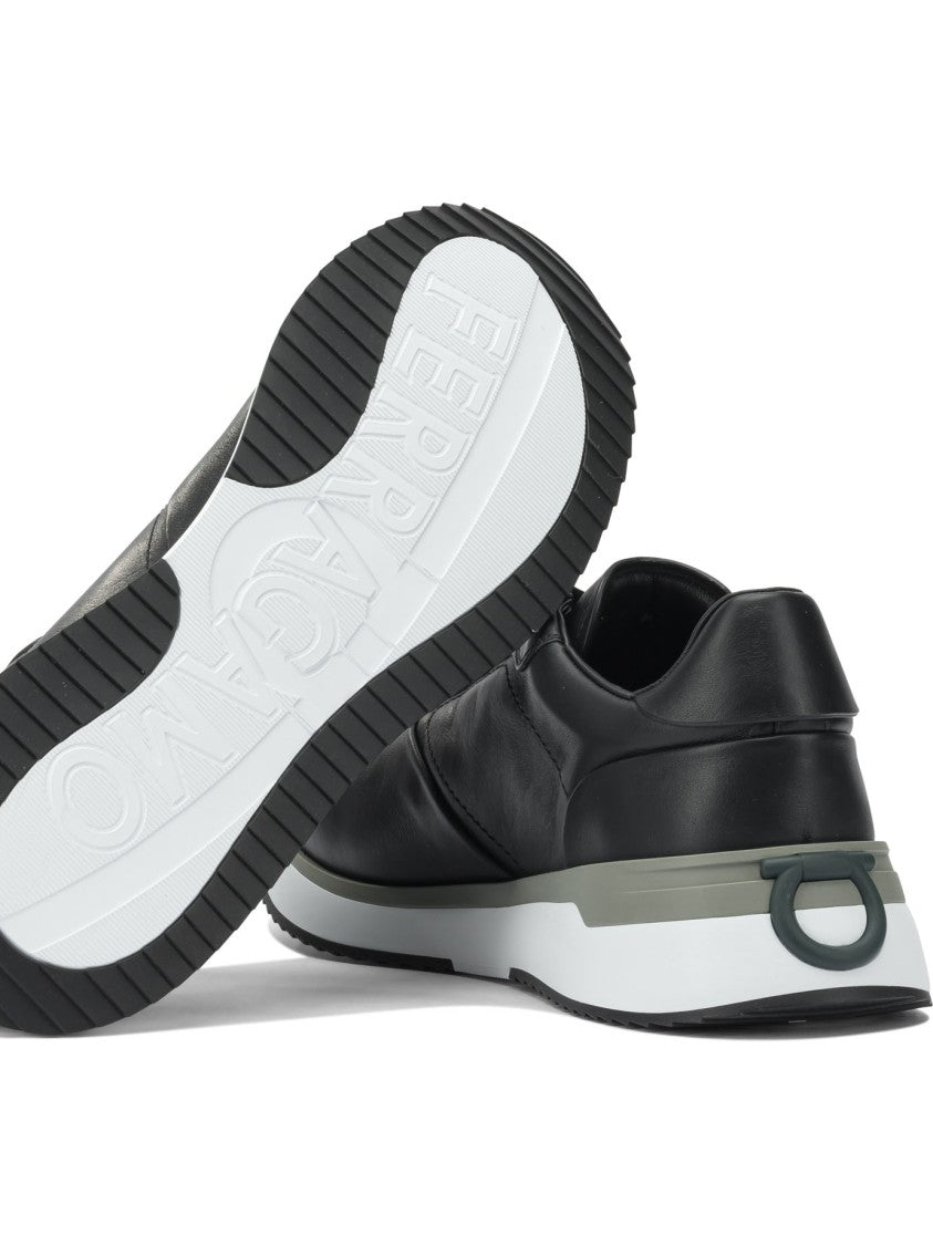 Ferragamo Streamlined Black Leather Sneakers
