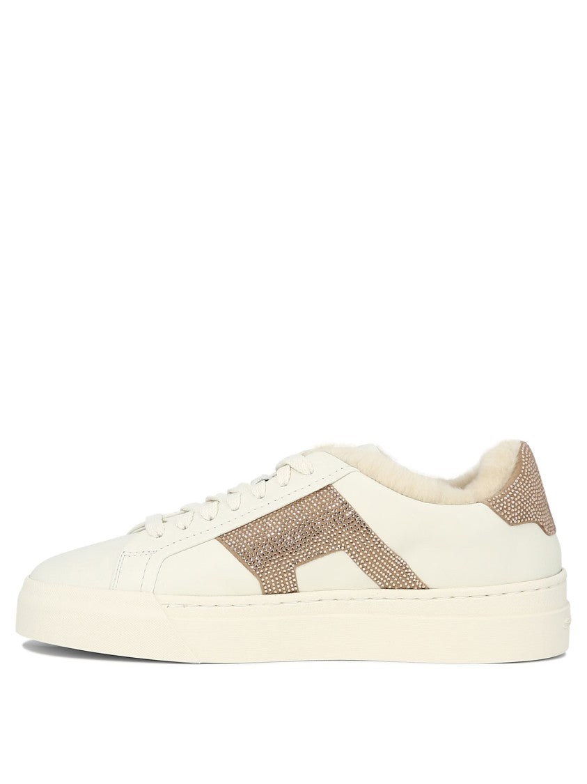 Santoni "Double Buckle" Rhinestone-Embellished Sneakers