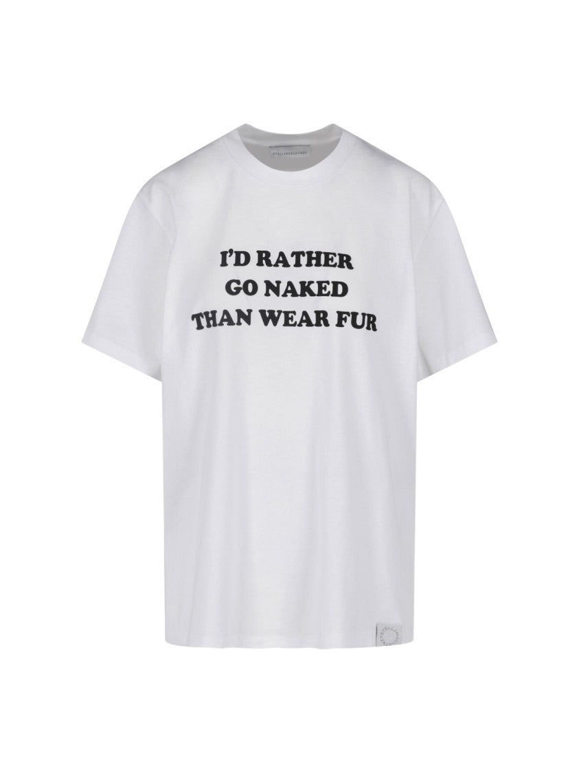 Stella Mccartney White Printed Contrast Graphic Cotton T-Shirt