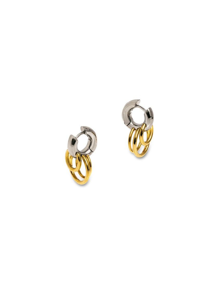 Panconesi Layered Dual-Tone Huggie Earrings With Polished Finish