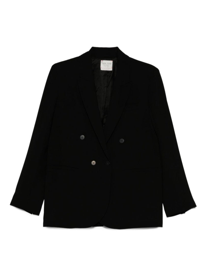 Forte Forte Double-Breasted Black Jacket With Tailored Fit