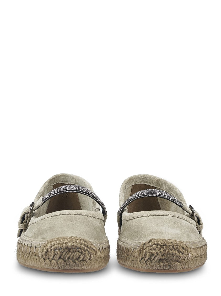Brunello Cucinelli Soft Suede Sneakers With Espadrille-Style Sole