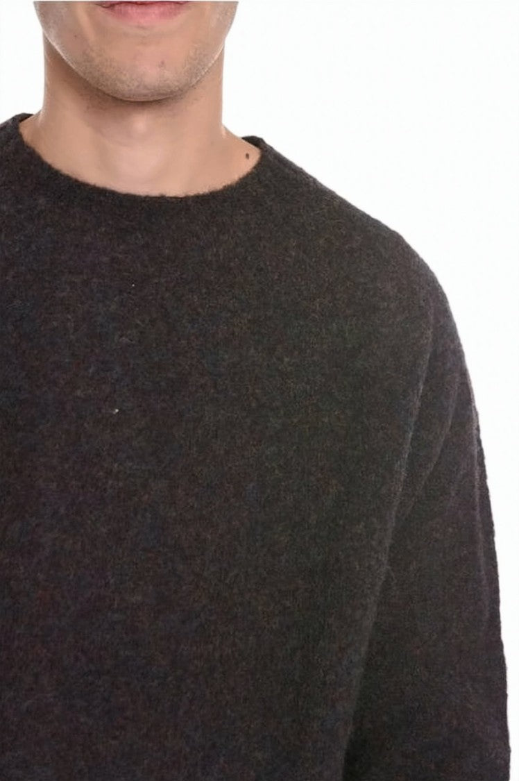 Howlin Textured Knit Wool Sweater With Crew Neckline And Classic Cuffs