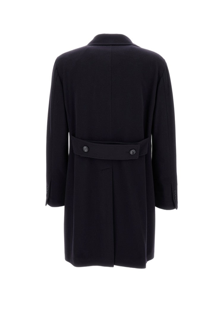 Tagliatore Single-Breasted Long Coat With Wide Peaked Lapels