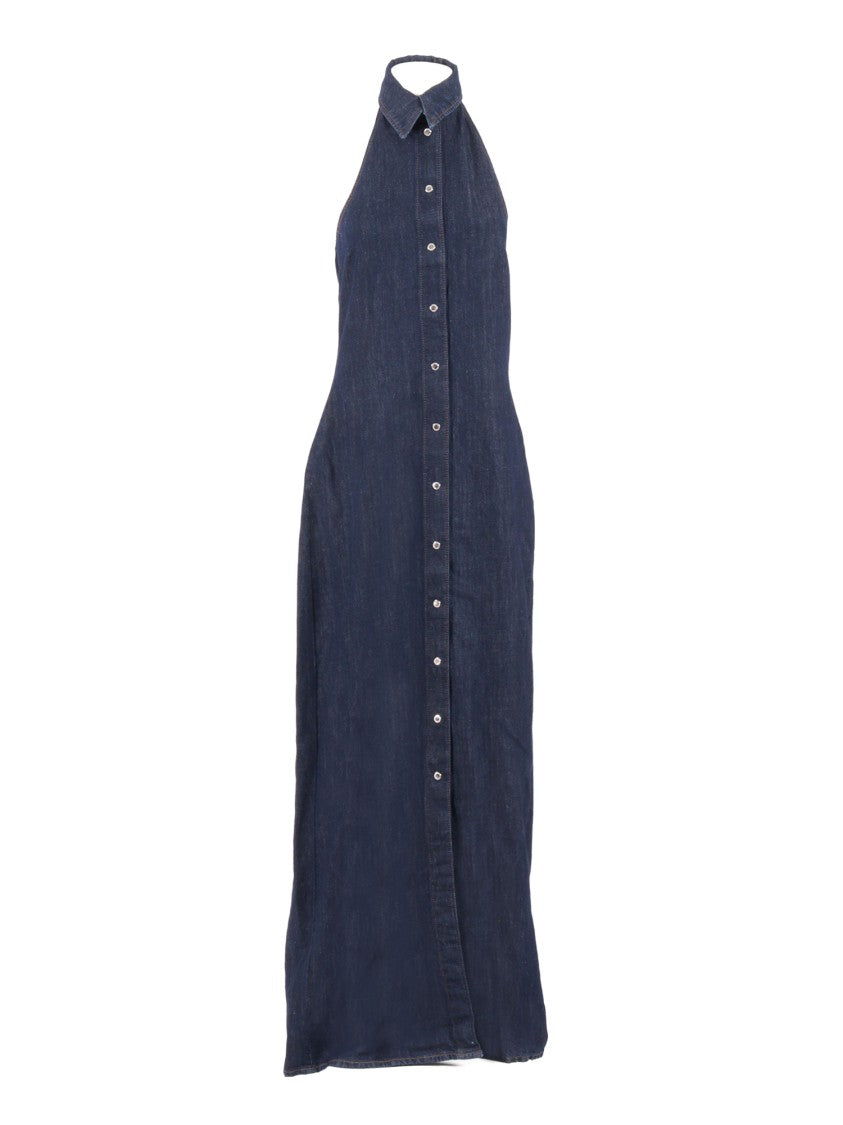 7 For All Mankind Blossom Halter Shirt Maxi Dress