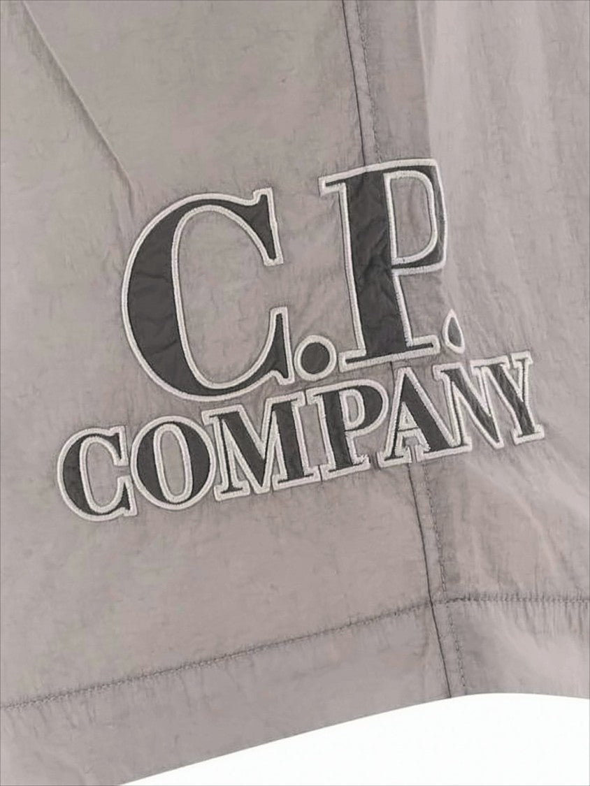C.P. Company Straight-Cut Swim Shorts With Elastic Waistband And Tonal Embroidery