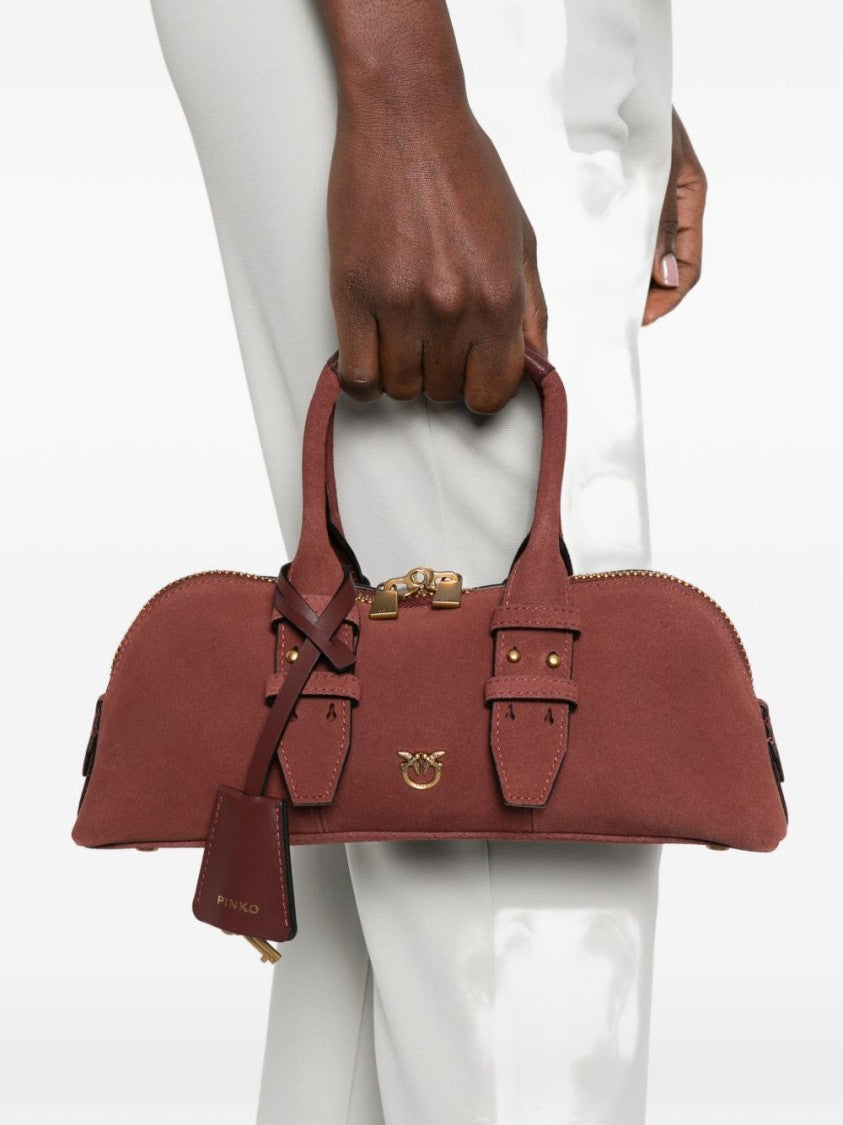 Pinko Soft Calf Leather Handbag With Gold-Tone Hardware And Subtle Studs