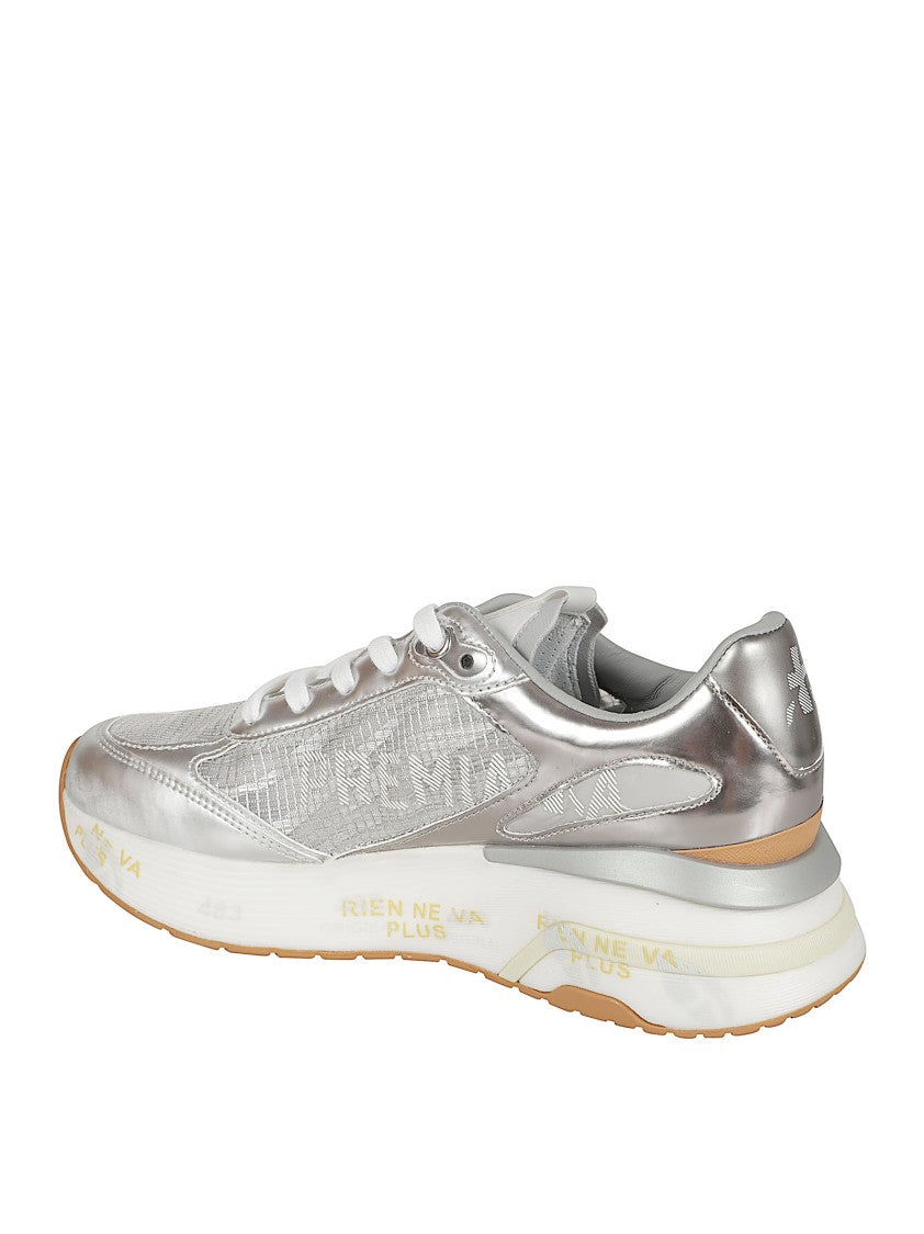 Premiata Metallic Silver Sport Sneakers With Cushioned Sole