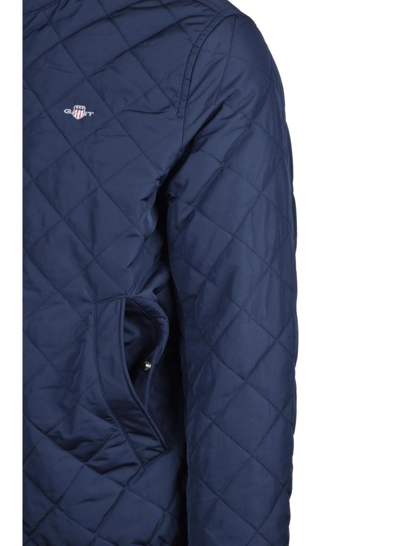 Gant Quilted Windcheater Coat In Deep Blue With Insulated Padding