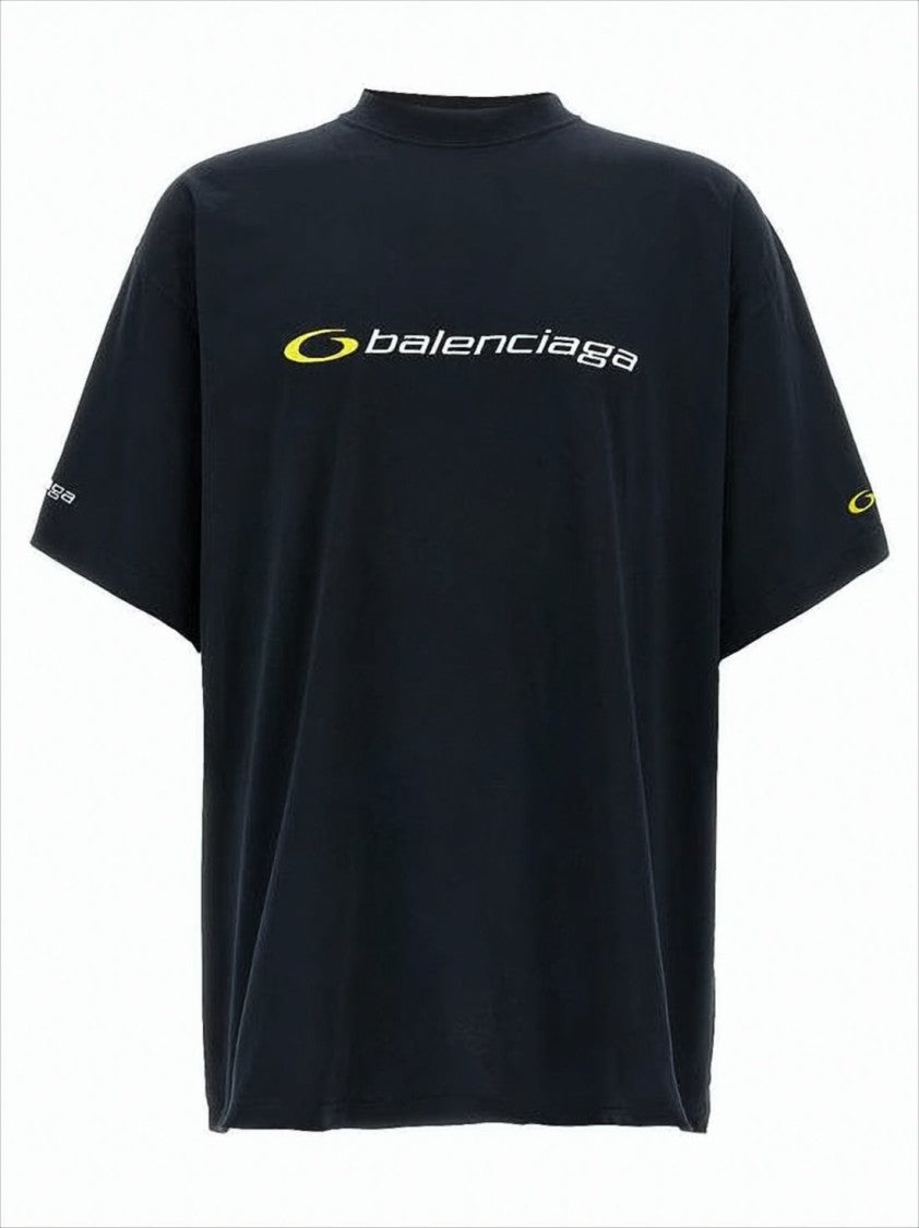 Balenciaga Boxy-Fit Black Cotton T-Shirt With Bold Logo Print