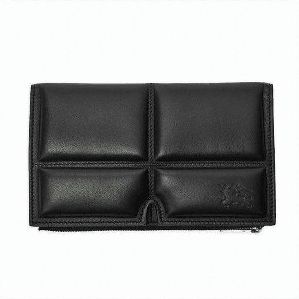 Burberry Padded Segment Design Long Wallet In Smooth Black Lambskin