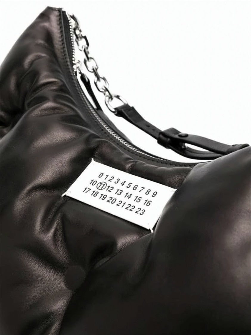 Maison Margiela Padded Leather Shoulder Bag With Silver Chain Detail