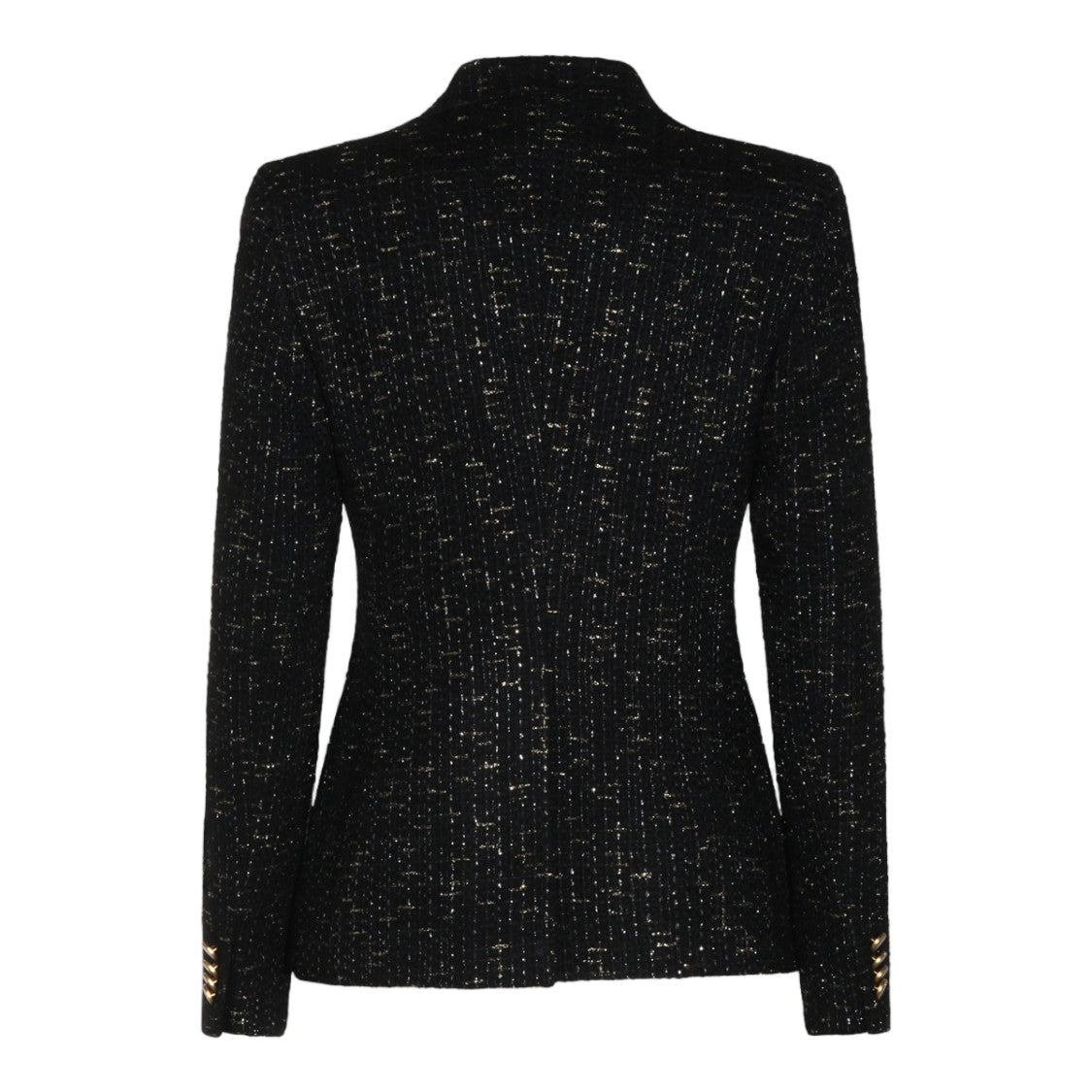 Tagliatore Black Double-Breasted Gold Accent Tweed Jacket