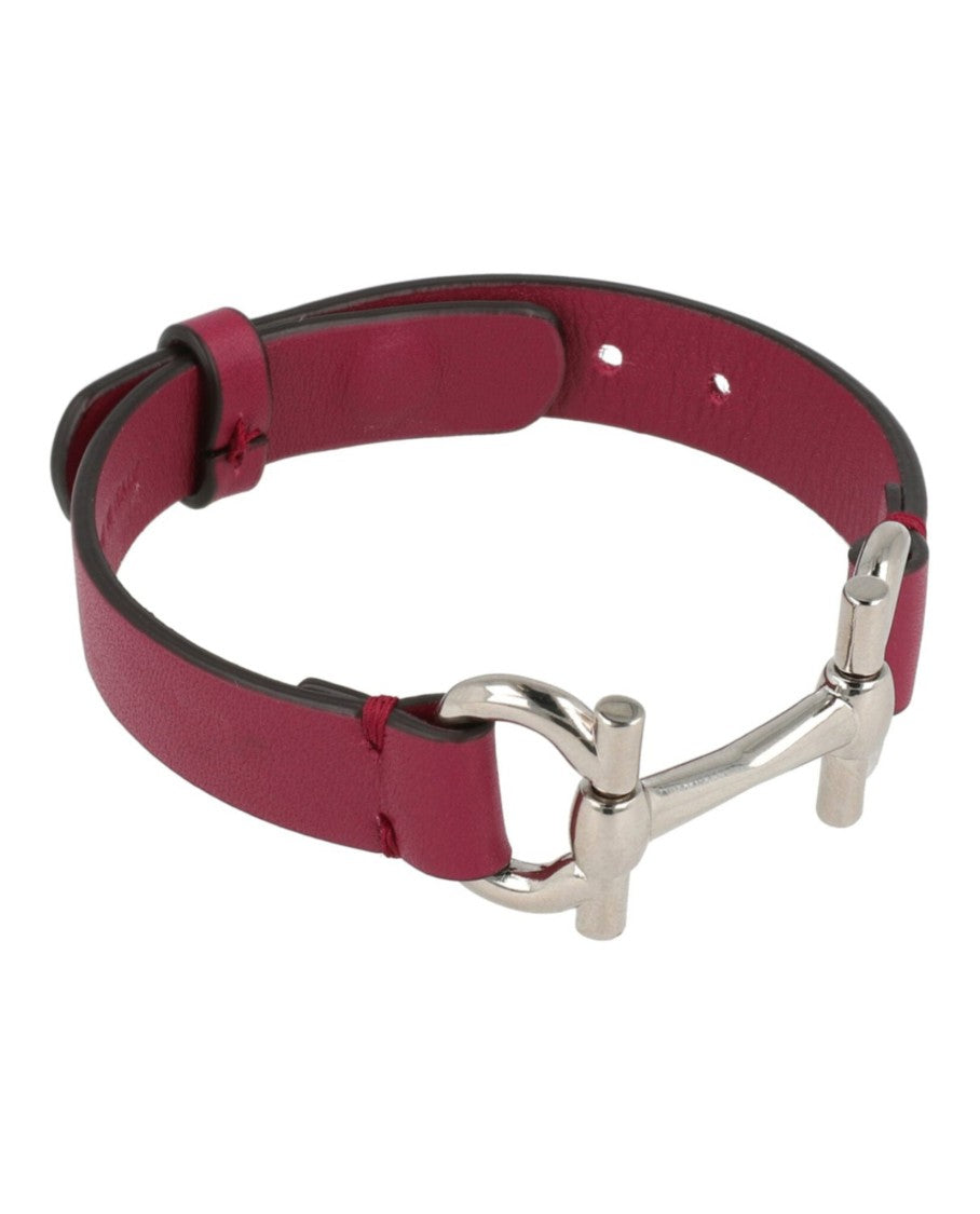 Ferragamo Double Gancini Leather Bracelet With Pin Buckle Closure