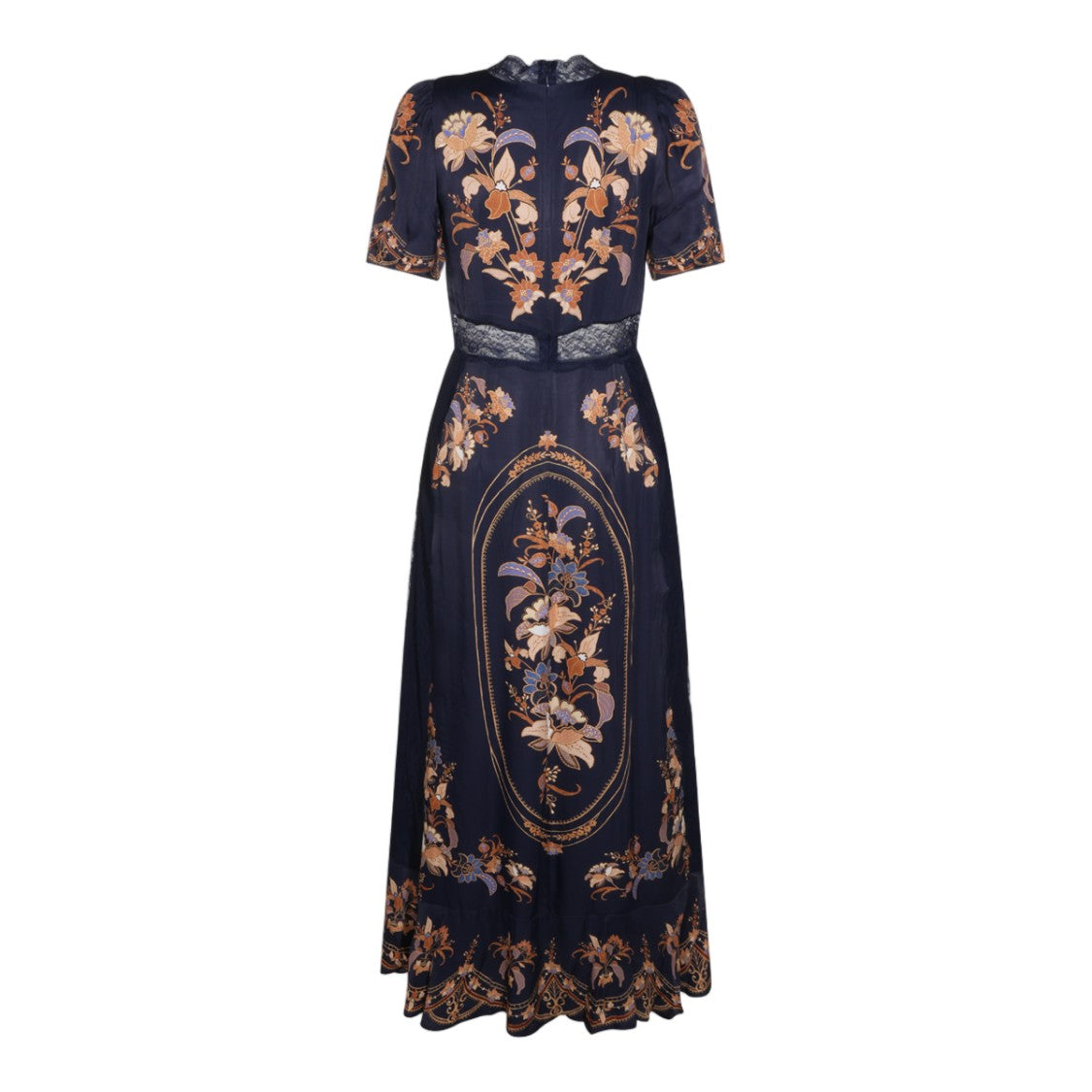 Farm Rio Deep V-Neck Floral Lace Maxi Dress