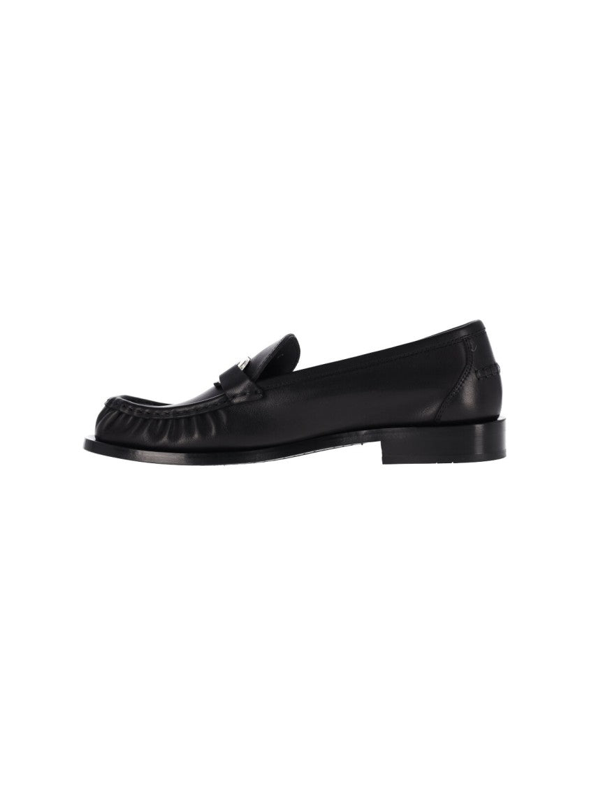 Ferragamo Black Gancini Leather Moccasin