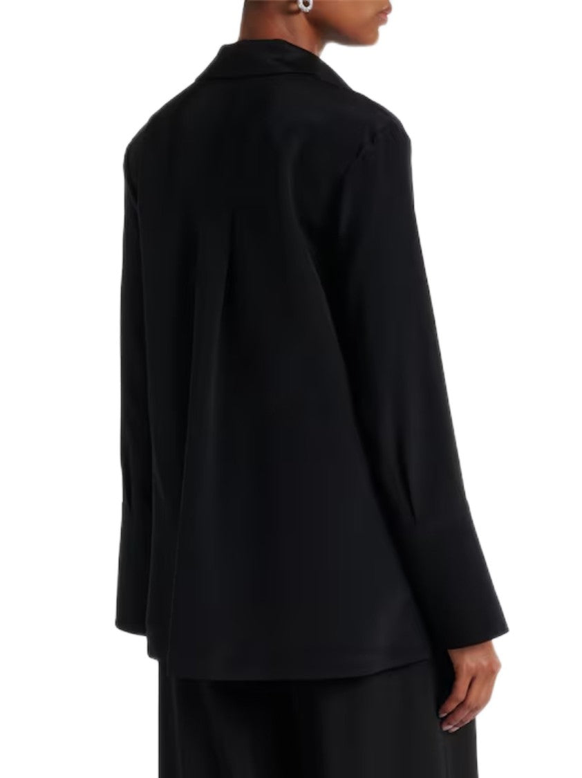 Max Mara Cut-Out Detail Black Silk Shirt