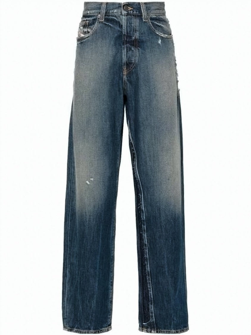Diesel Classic Straight-Leg Denim Pants With Vintage Wash