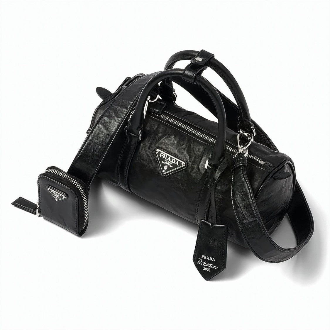 Prada Cylindrical Nappa Leather Tote With Signature Logo