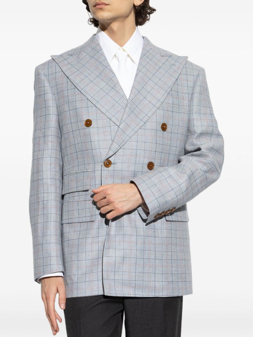 Vivienne Westwood Checked Design Grey Jacket With Peaked Lapels