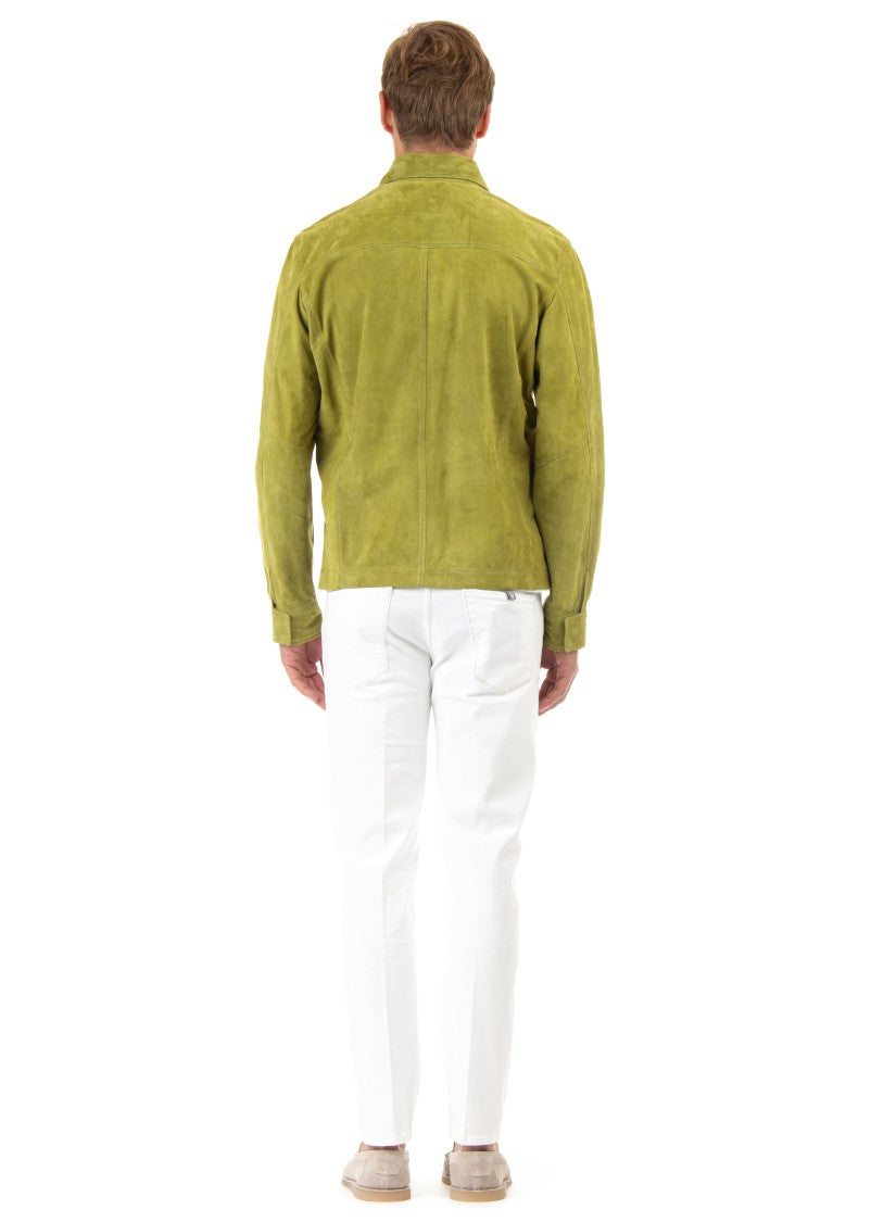 Barba Unlined Suede Jacket With Shirt Collar
