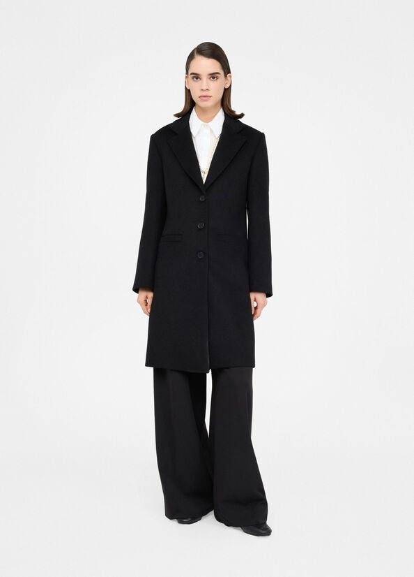 Liu Jo Tailored Black Wool Coat With Notch Lapel